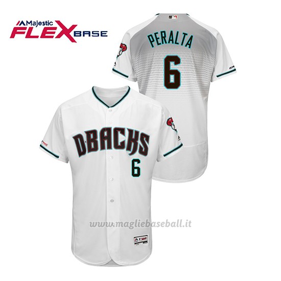 Maglia Baseball Uomo Arizona Diamondbacks David Peralta 150th Aniversario Patch Autentico Flex Base Bianco